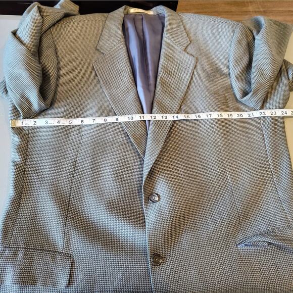Hickey Freeman Ltd. Men's Silk Wool Houndstooth Grey Sport Coat Blazer 46 Reg - Picture 5 of 12